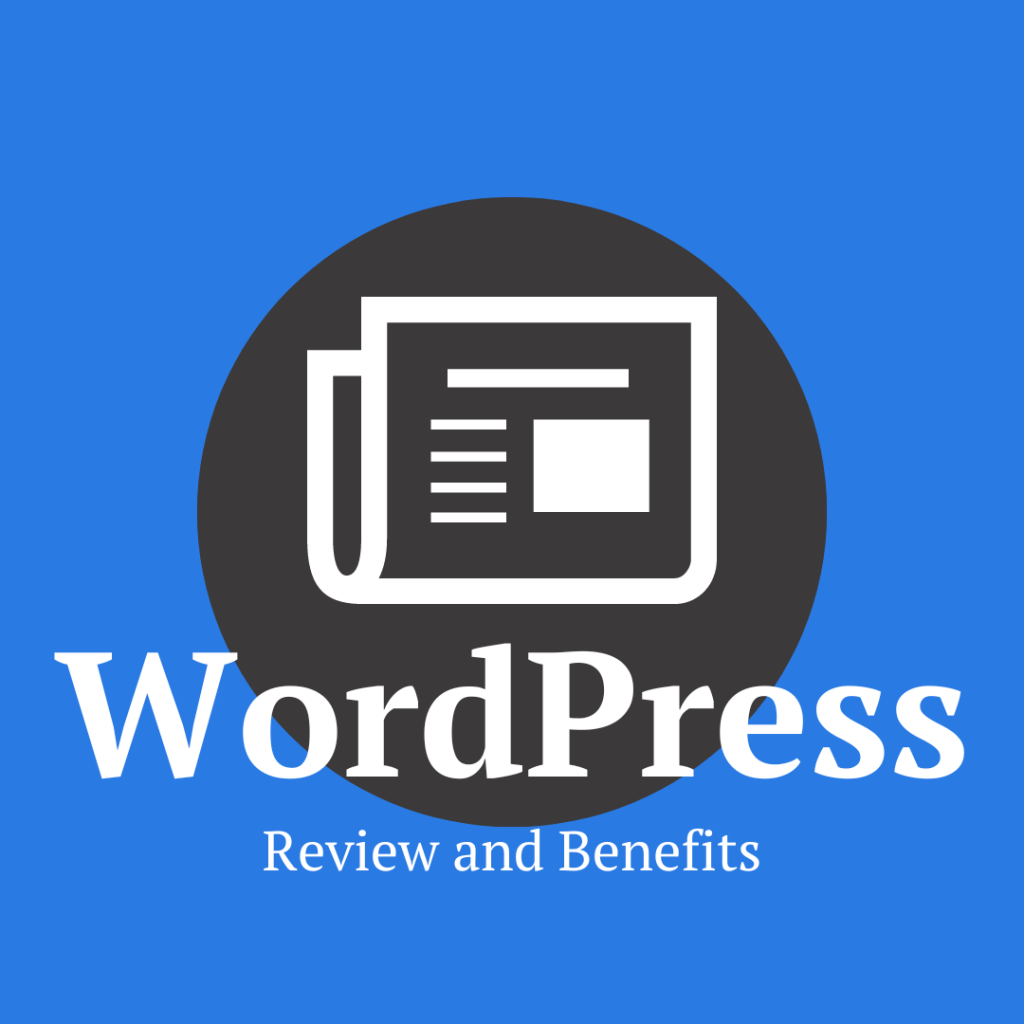 A newspaper website icon representing a review and benefits of the CMS Wordpress.